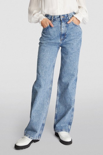 Embellished High-Rise Straight Holiday Jeans from Sandro