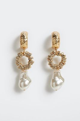Pearl-Effect Crystal Earrings from Mango