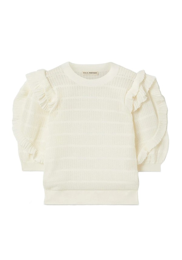 Aveline Ruffled Pointelle-Knit Cotton-Blend Top from Ulla Johnson