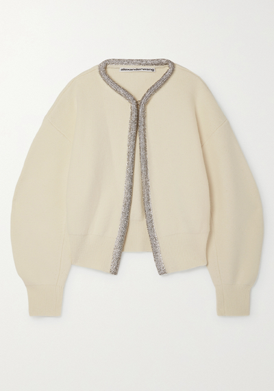 Crystal-Embellished Wool-Blend Cardigan from Alexander Wang