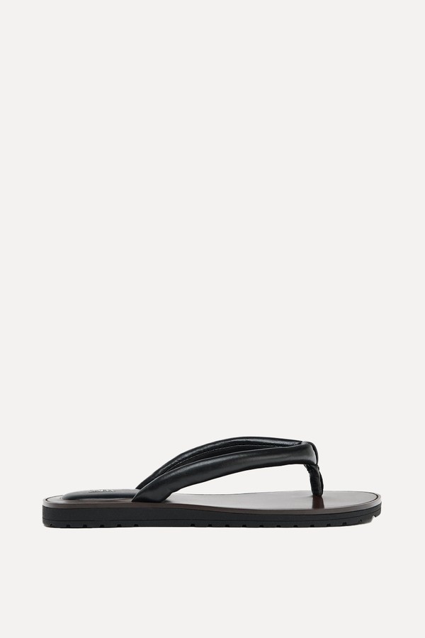 Flat Padded Strap Leather Sandals from Zara