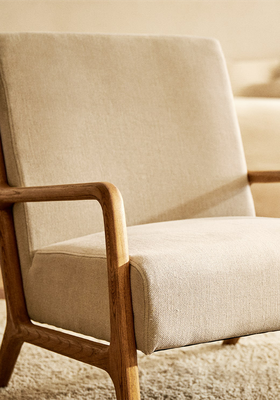 Ash Wood And Linen Armchair