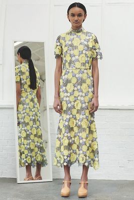 Minnie Yellow Lace Midi Dress