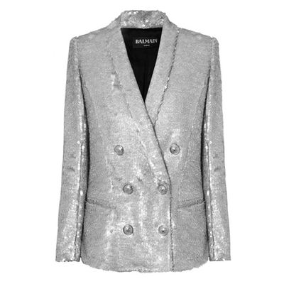 Double-Breasted Matte Sequined Crepe Blazer from Balmain