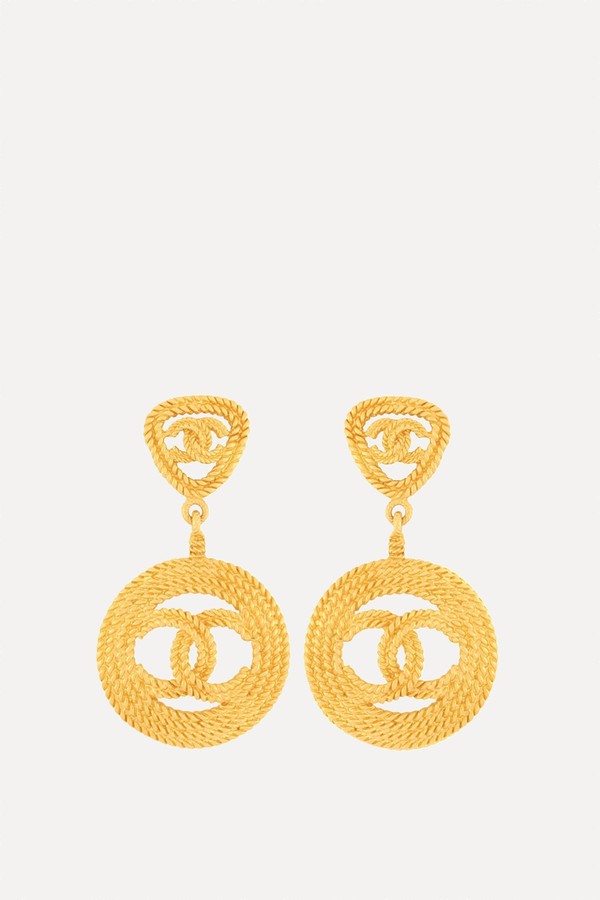 Chanel Rope-Effect Clip-On Drop Earrings from Susan Caplan