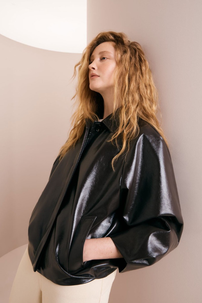 PU Bubble Hem Jacket from Tu