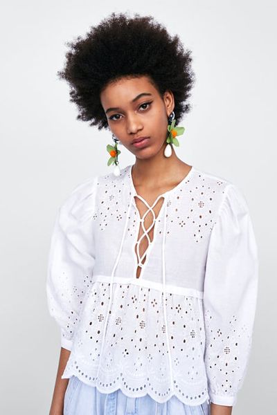 Blouse With Cutwork Embroidery from Zara