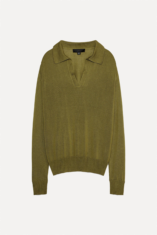 Plain Knit Polo Shirt from ZARA