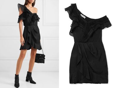 One-Shoulder Guipure Lace-Trimmed Satin Mini Dress from Self-Portrait