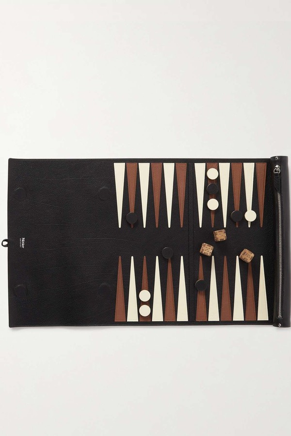 Portable Leather Backgammon Set from Métier