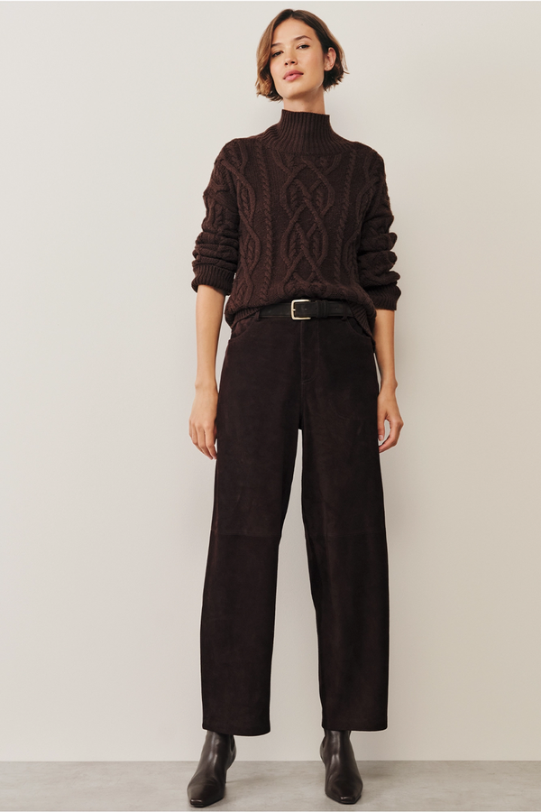 Suede Carrot Ankle Grazer Trousers from The White Company