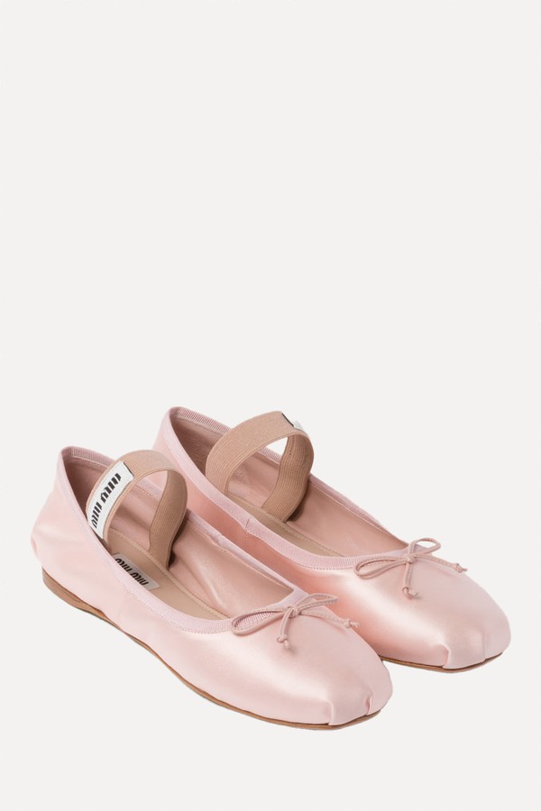 Logo Satin Ballet Flats from Miu Miu