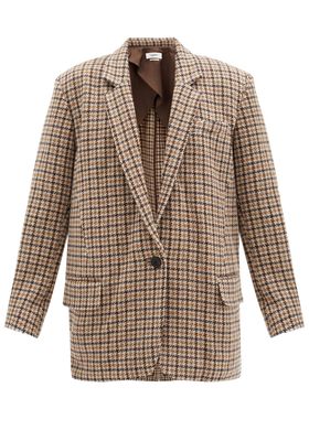 Kaito Single-Breasted Houndstooth Wool Jacket