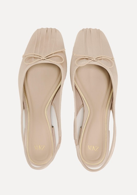 Satin Ballet Flats With Bow Detail
