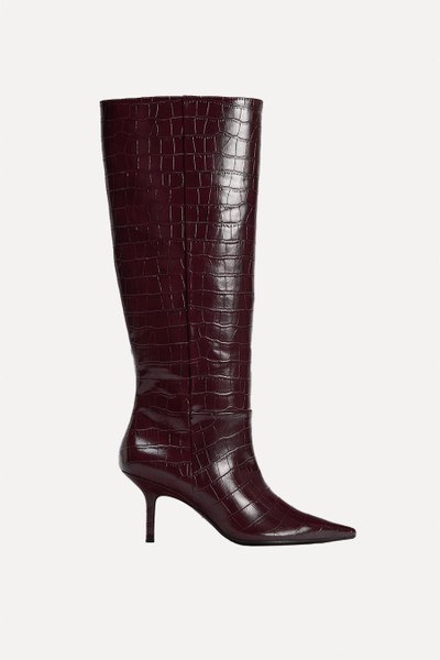 Textured Stiletto Heel Boots