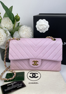 Chevron Double Flap Bag With 24 Carat Gold Hardware from Chanel