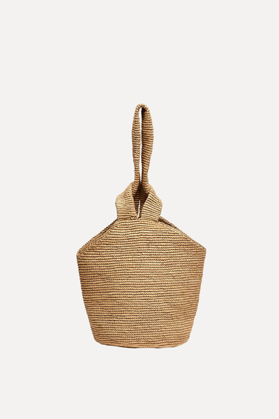 Pull Through Woven Straw Basket Bag  from Sensi Studio