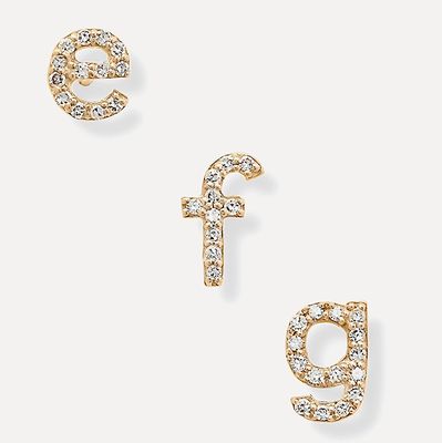 Alphabet 14-Karat Gold Diamond Earring from Stone And Strand