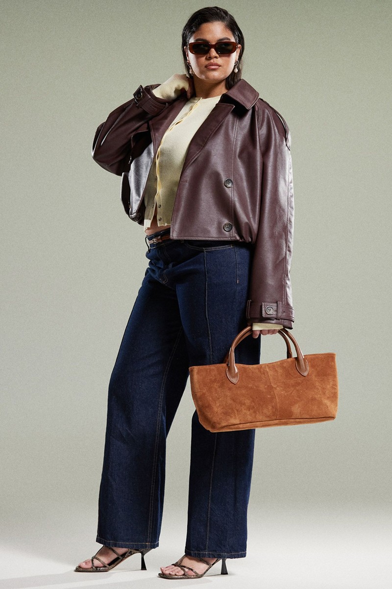 Curve Leather Look Bomber Trench Coat from ASOS DESIGN
