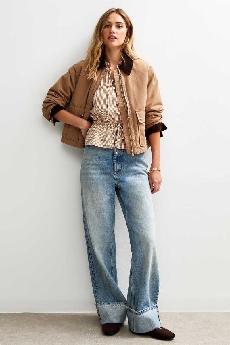 Gingham Crinkled Tie Neck Top