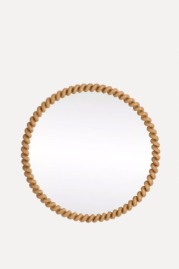 San Marco Braided Wood Finish Round Wall Mirror