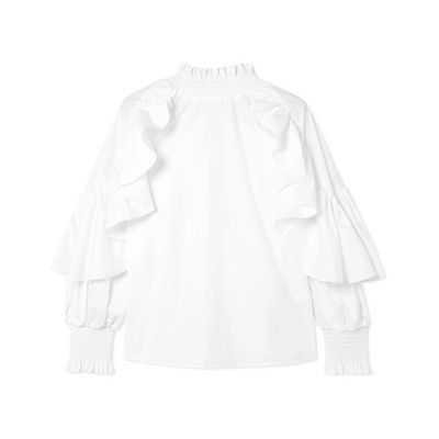 Ruffled Cotton-Poplin Blouse from Maje