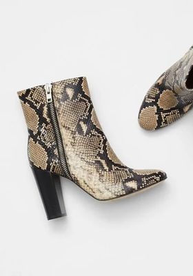 Snake Print Zip Ankle Boots