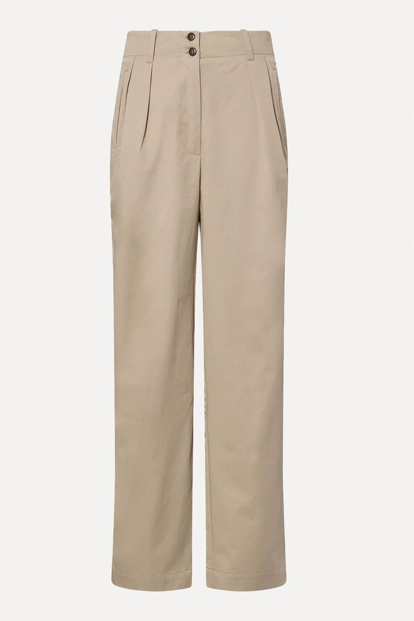 Painter Pleated Wide-Leg Cotton Trousers from SKALL STUDIO