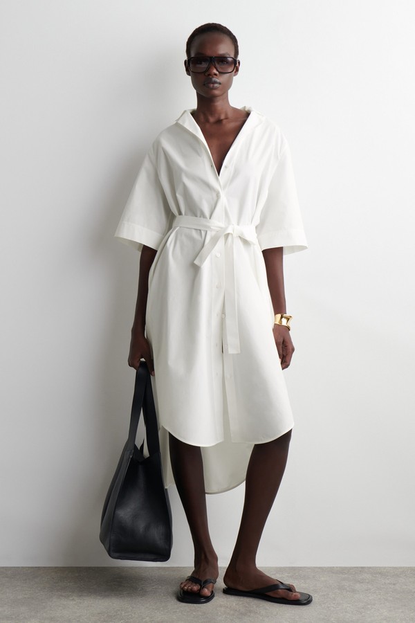 Belted Short-Sleeved Midi Shirt Dress from COS