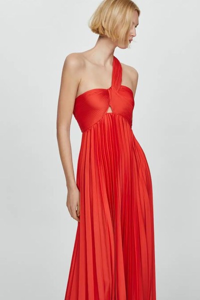 Asymmetrical Pleated Dress  from Mango