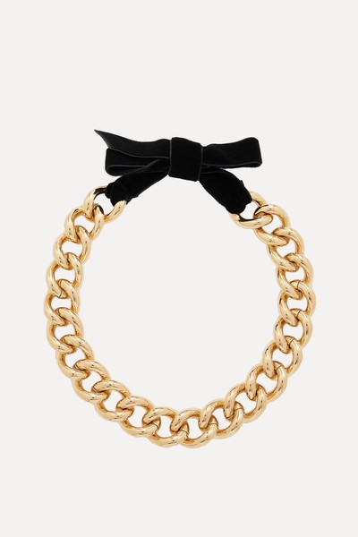 Cara Velvet-Bow 18kt Gold-Plated Necklace from By Alona