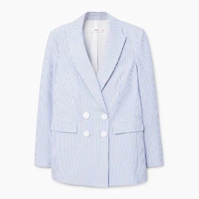 Fine Stripe Blue Blazer from Mango