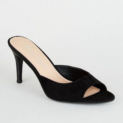 Black Sudette Stiletto Heel Mules from New Look