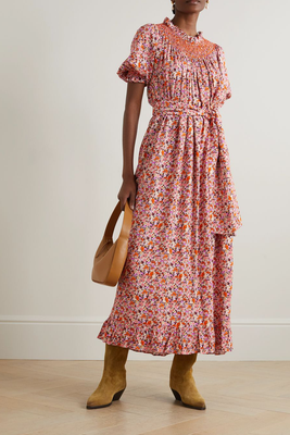 Loretta Belted Embroidered Floral-Print Woven Maxi Dress, £524