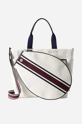 Faux Leather And Webbing-Trimmed Canvas Tote from Tory Sport
