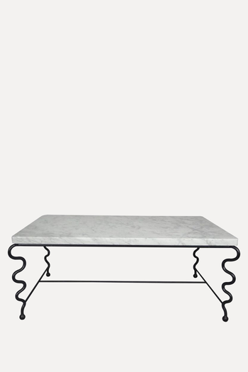 Large 'Serpentine' Coffee Table with Carrara Marble Top from Jean Royère