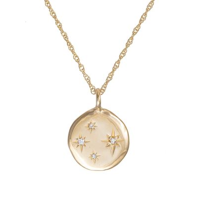 Stars in the Sky Gold Four Diamond Disc Necklace