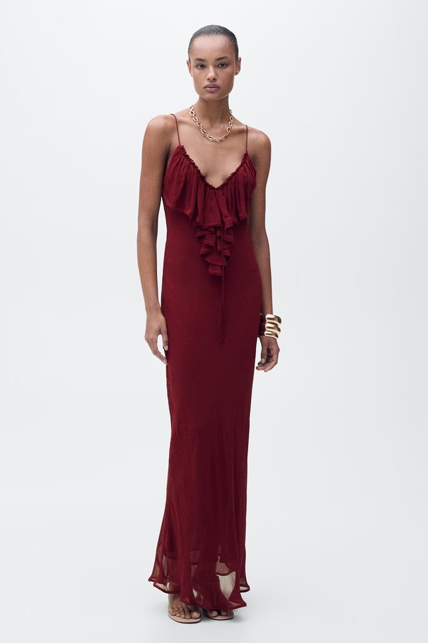 Chiffon Dress With Ruffle Detail