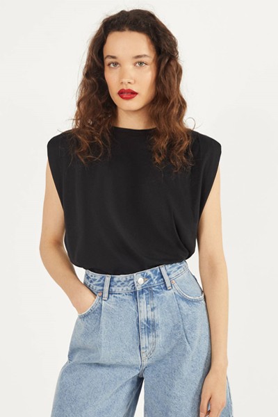 T-Shirt With Shoulder Pleats from Bershka