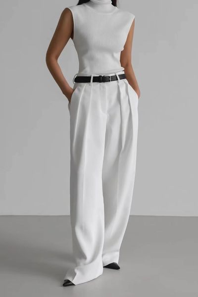 Summer Wide Leg Pintuck Trousers from Marcéla