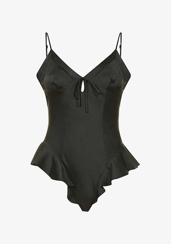 Ruffled Stretch-Silk Teddy from Skims