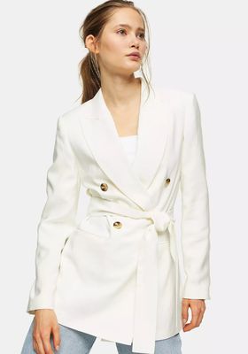 Belted Double Breasted Blazer