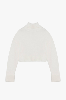 Wool Blend Boucle Roll Neck Cropped Jumper from Calvin Klein