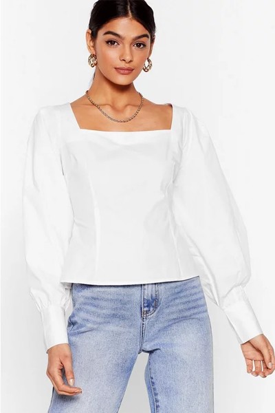 You Know We Square Puff Sleeve Blouse