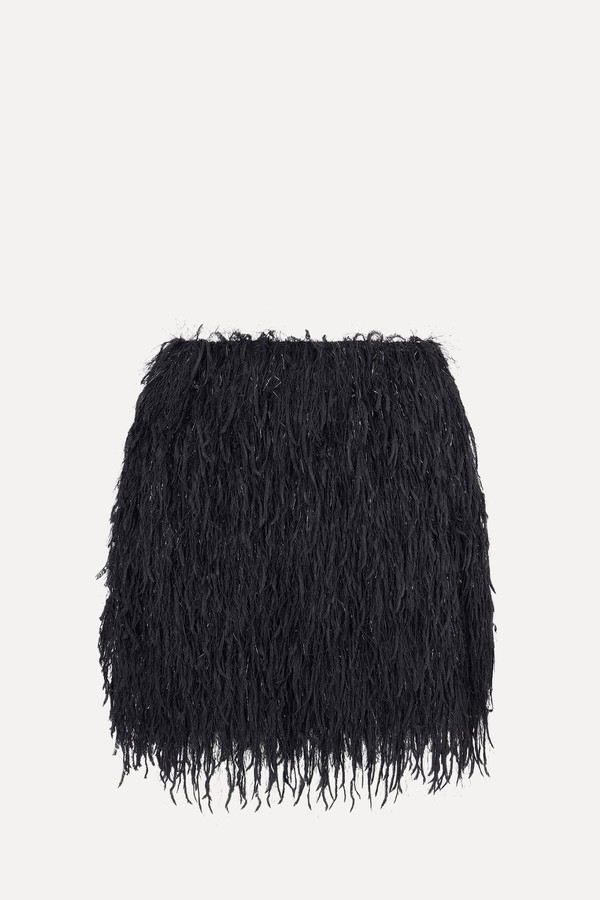 Faux Feather Mini Skirt