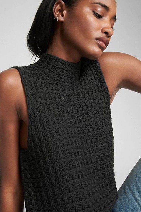 Crochet Mock Neck Tank Top