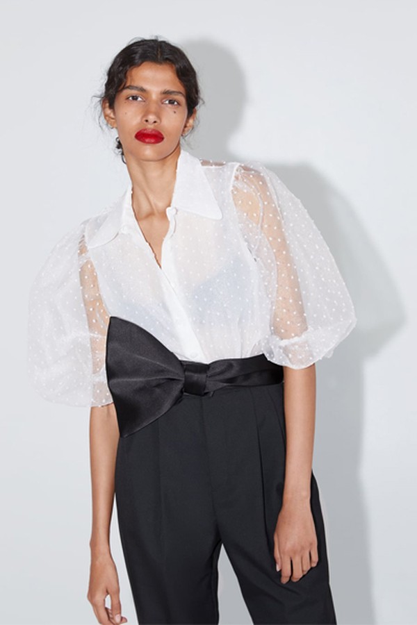 Organza Puff Sleeve Blouse from Zara