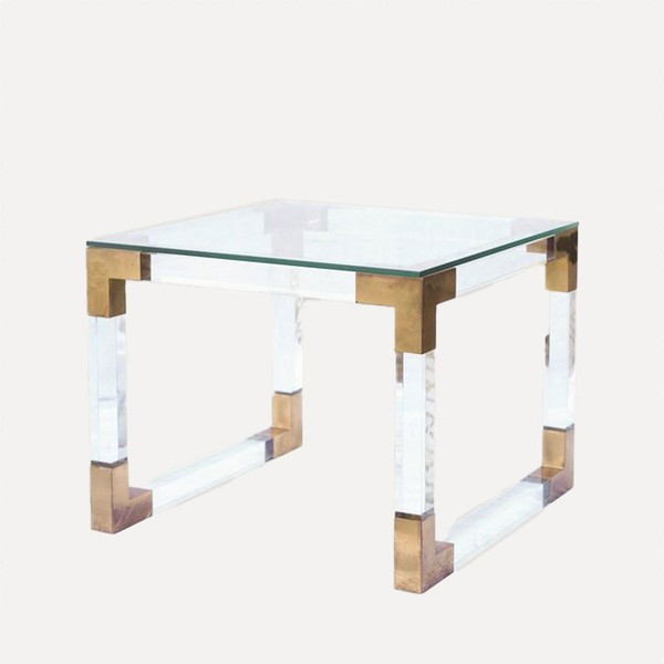 An Italian 1970s Plexiglass & Brass Side Table from Birdie Fortesque 