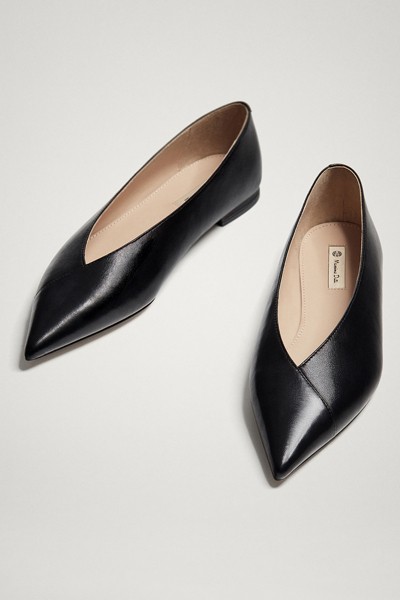 Black Leather Ballerinas