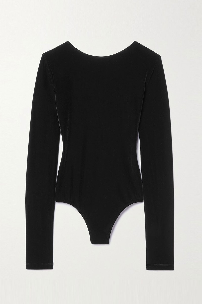 Corrin Open-Back Stretch-Velvet Bodysuit from Agolde